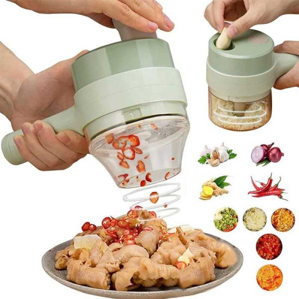 Tocator si maruntitor electric pentru diverse tipuri de alimente si legume 4 in 1, cu functii multiple, portabil, reincarcabil cu cablu usb