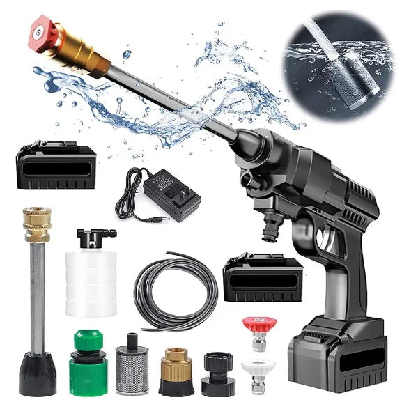 Aparat de spalat cu presiune fara fir ( portabil ), 500W, 2 Baterii 48V, 8L/min, 30 bar, negru, accesorii si valiza inclusa, Negru