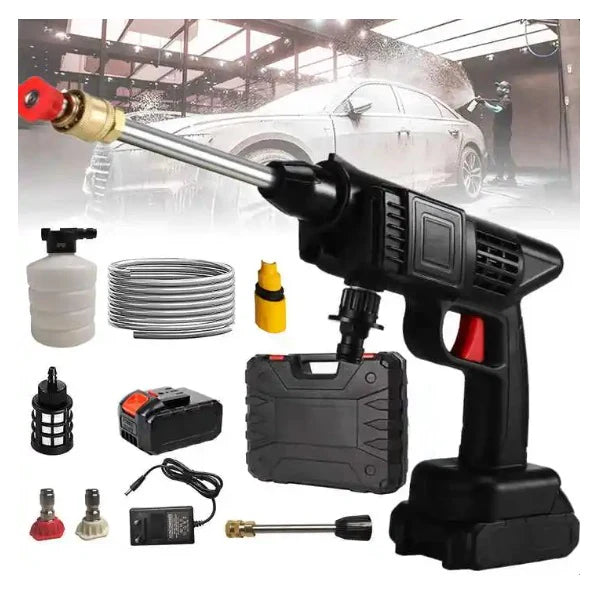 Aparat de spalat cu presiune fara fir ( portabil ), 500W, 2 Baterii 48V, 8L/min, 30 bar, negru, accesorii si valiza inclusa, Negru