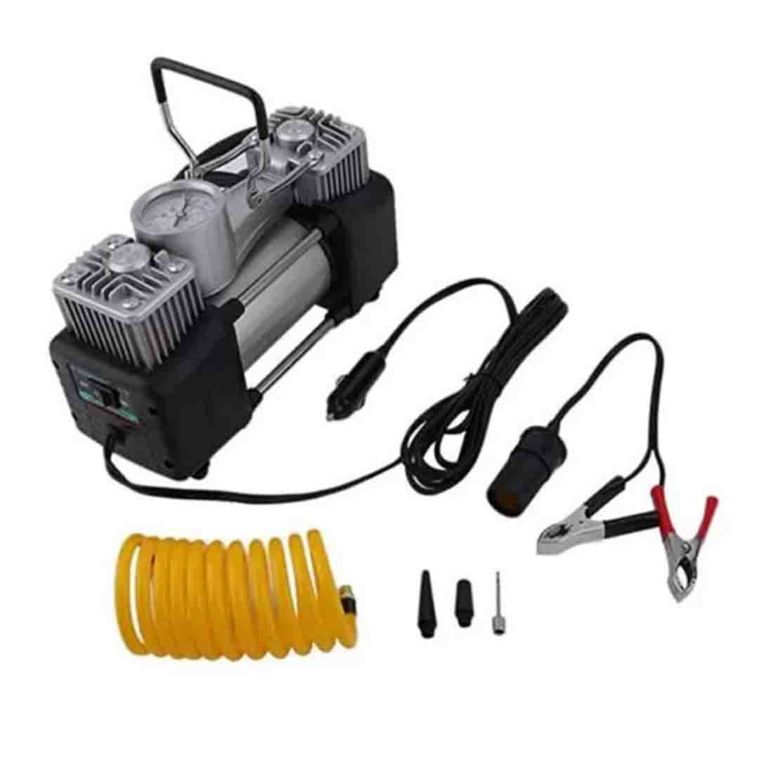 Kit pentru Pana Auto, Compresor 12V, 2 Cilindrii, 150 PSI + 7 Accesorii Pana