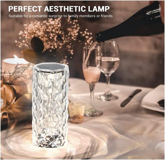 Lampa ambientala Cristal LED, Crystal Diamond RGB 16 culori, control Touch, acumulator 1500mah - 12 ore de utilizare, incarcare USB-C