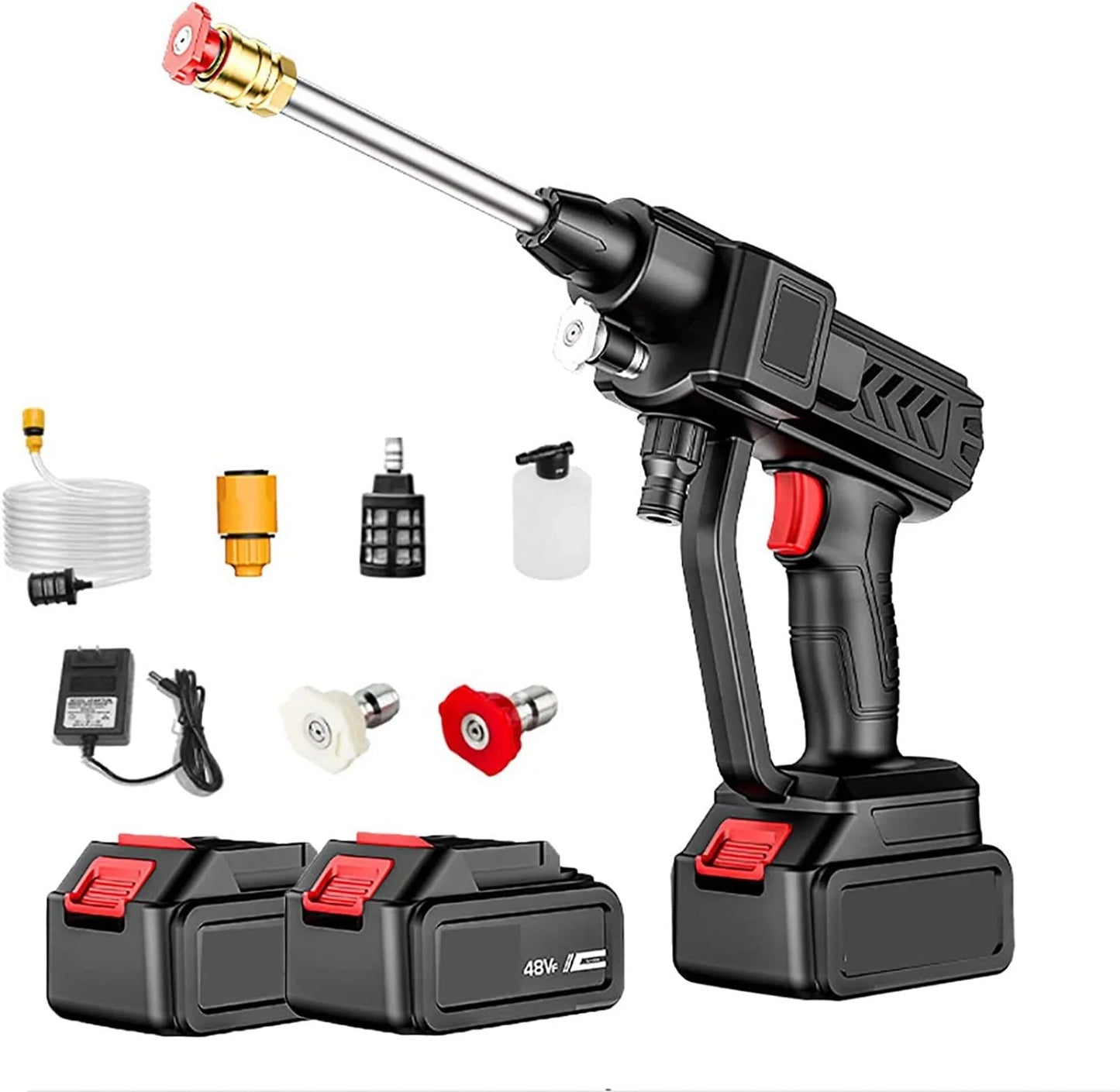 KIT Aparat de spalat cu presiune de 48V,2 acumulatori si cu rezervor pentru detergent!
