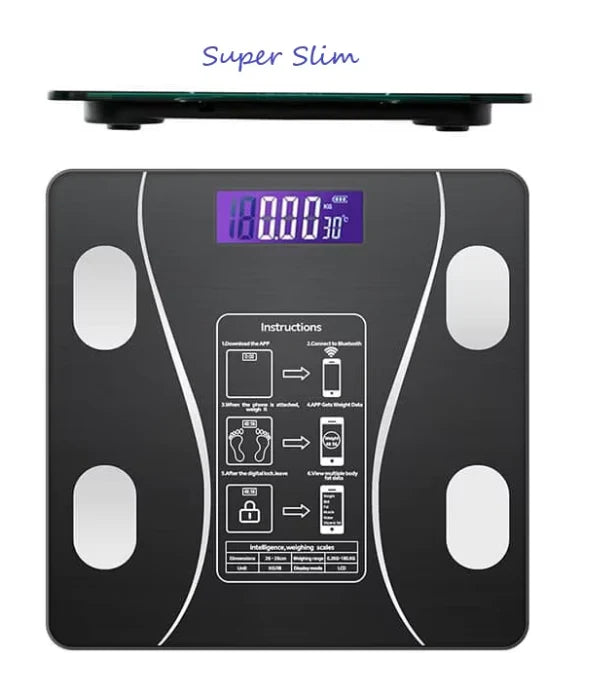 Cantar Bluetooth cu analiza corporala, display LED, sticla