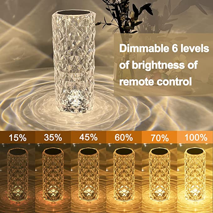 Lampa ambientala Cristal LED, Crystal Diamond RGB 16 culori, control Touch, acumulator 1500mah - 12 ore de utilizare, incarcare USB-C