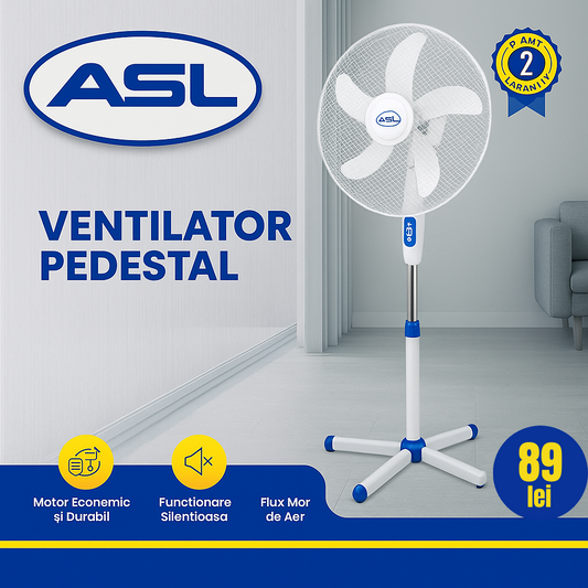 Ventilator cu picior ASL – 5 pale, silențios