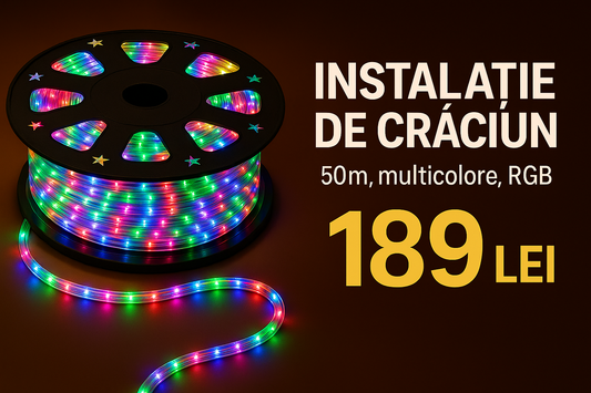 Instalație de Crăciun – 50m, Culori Calde, RGB