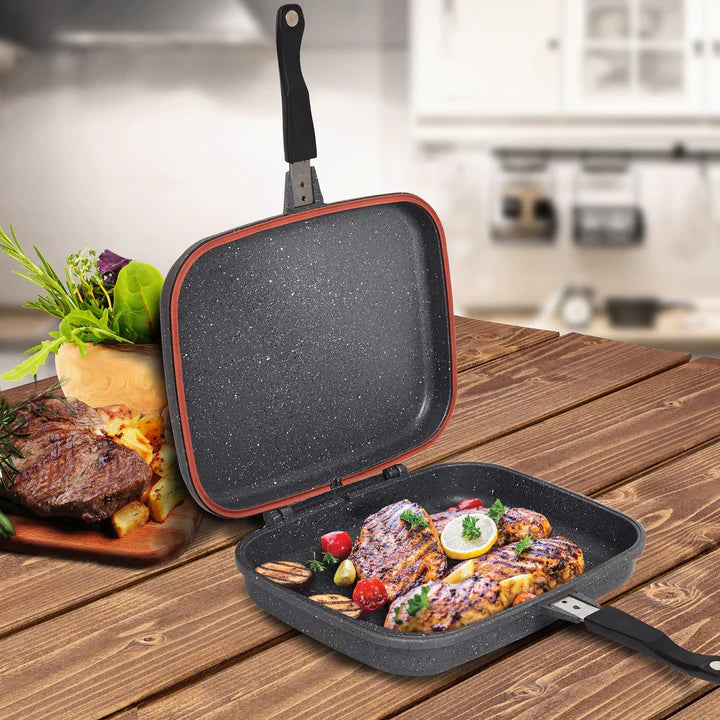 Tigaie grill dubla dreptunghiulara, parti detasabile, usor de curatat
