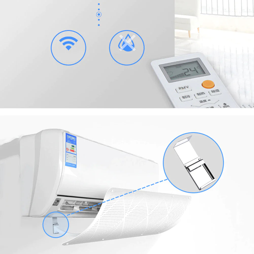 Deflector de Aer Premium pentru Aparat de Aer Conditionat Instalat pe Perete, Universal, Reglabil pe Lungime 52-92cm, Latime 16cm