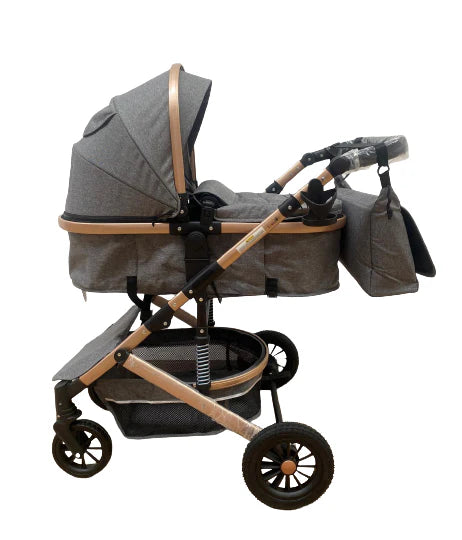 Carucior 3 in 1 transformabil, cadrul aluminiu cu suspensii 0-36 luni , culoare GRI