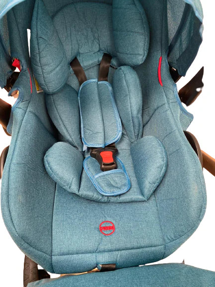 Carucior model 3 in 1 , cu inchidere super compacta si accesorii, culoare Turcoaz