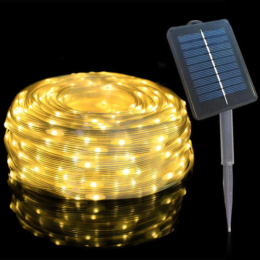 Ghirlanda luminoasa decorativa solara din cupru cu 100 leduri