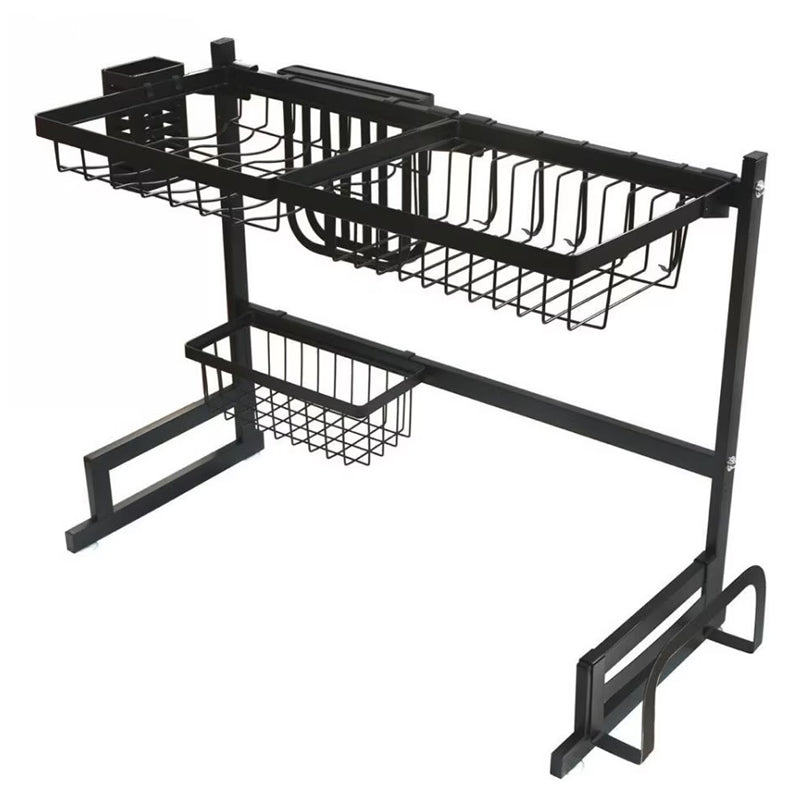 Scurgator vase deasupra chiuvetei,suport tacamuri, Model 2023, Calitate exceptionala, loc de burete, agatatoare, Negru, dimensiuni 54,5x64x28 cm