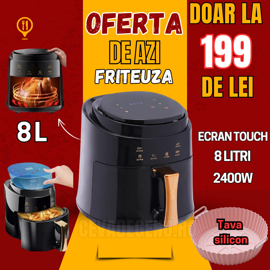 Friteuza Air Fryer Touch 8L + Tava silicon