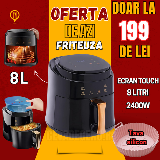 Friteuza Air Fryer Touch 8L + Tava silicon