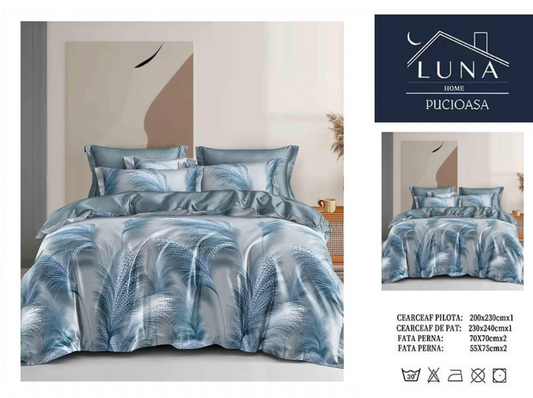 Set Lenjerie de Pat Luna Home Pucioasa – Model Pene Albastre