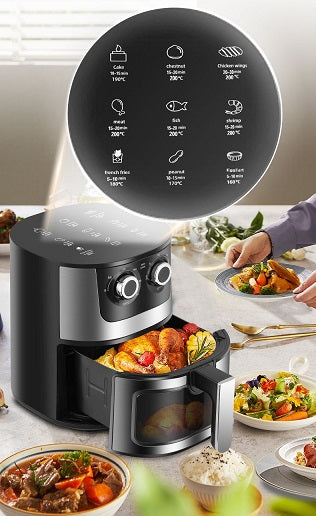 Friteuză cu aer cald 7L, gătit sănătos și eficient + Cadou Set 100 De Hârtii