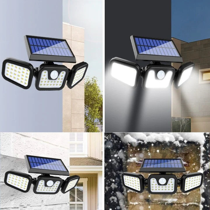 Lampa solara, de exterior cu 3 capete, LED, incarcare solara