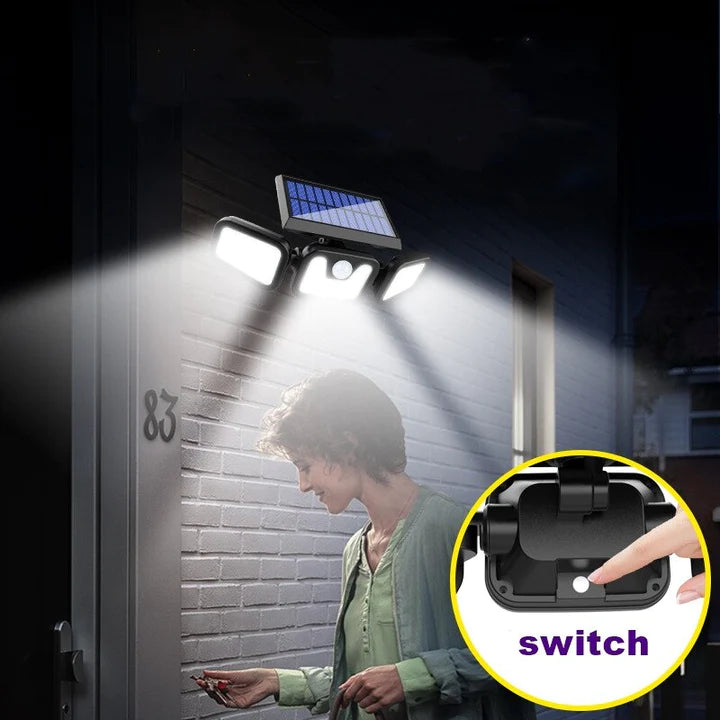 Lampa solara, de exterior cu 3 capete, LED, incarcare solara