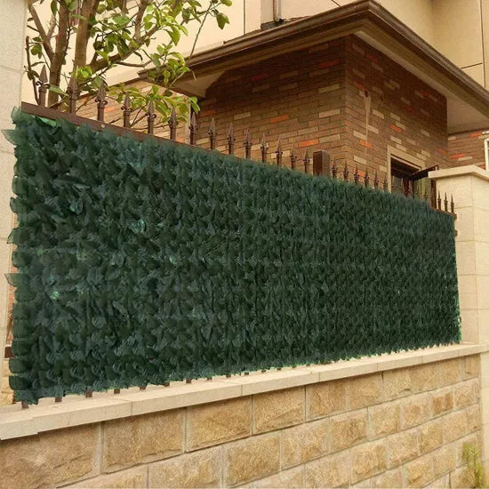 Gard artificial verde cu frunze, 300x100cm