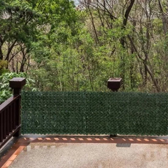 Gard artificial verde cu frunze, 300x100cm