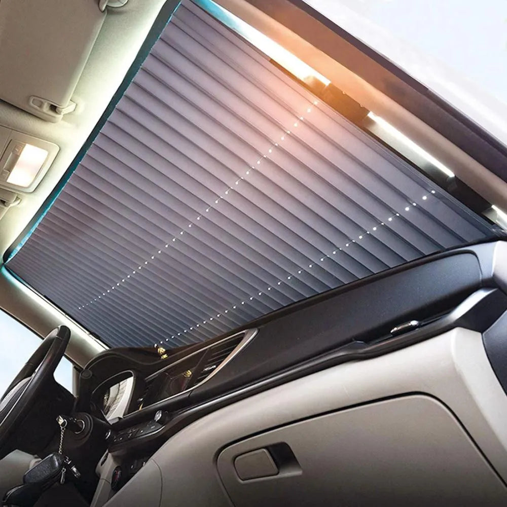 Parasolar Retractabil Parbriz Auto, cu Ventuze, Pliabil 150 x 65 cm Impotriva Razelor UV
