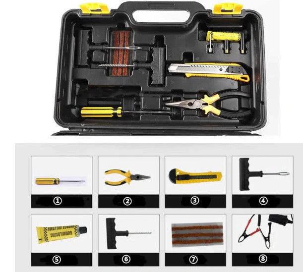 Kit pentru Pana Auto, Compresor 12V, 2 Cilindrii, 150 PSI + 7 Accesorii Pana