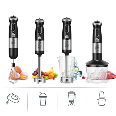 Blender de mana profesional, RAF, 4 in 1, Cana 500ml, Tel, Tocator, putere 600W