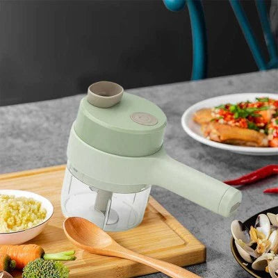 Tocator si maruntitor electric pentru diverse tipuri de alimente si legume 4 in 1, cu functii multiple, portabil, reincarcabil cu cablu usb