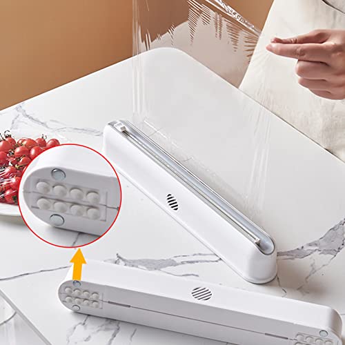Dispenser folie alimentara stretch, cu ventuze si dispozitiv de taiere
