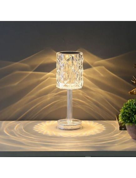 Lampa de masa 3D touch cu dimmer, lumina calda si rece cristal, lampa incarcare usb, Elastix