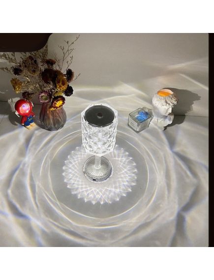 Lampa de masa 3D touch cu dimmer, lumina calda si rece cristal, lampa incarcare usb, Elastix