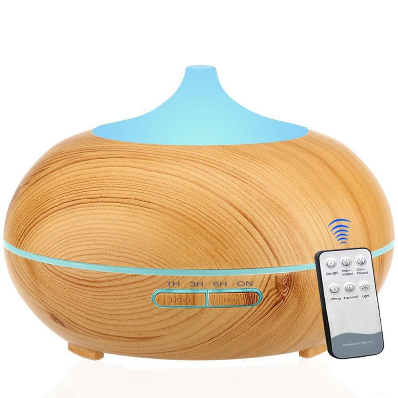 Difuzor De Ulei Esential Reglaj Vapori, 7 Culori LED, 4 Setari De Timp, 550 Ml, Stejar