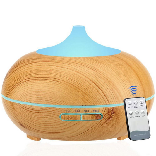 Difuzor De Ulei Esential Reglaj Vapori, 7 Culori LED, 4 Setari De Timp, 550 Ml, Stejar