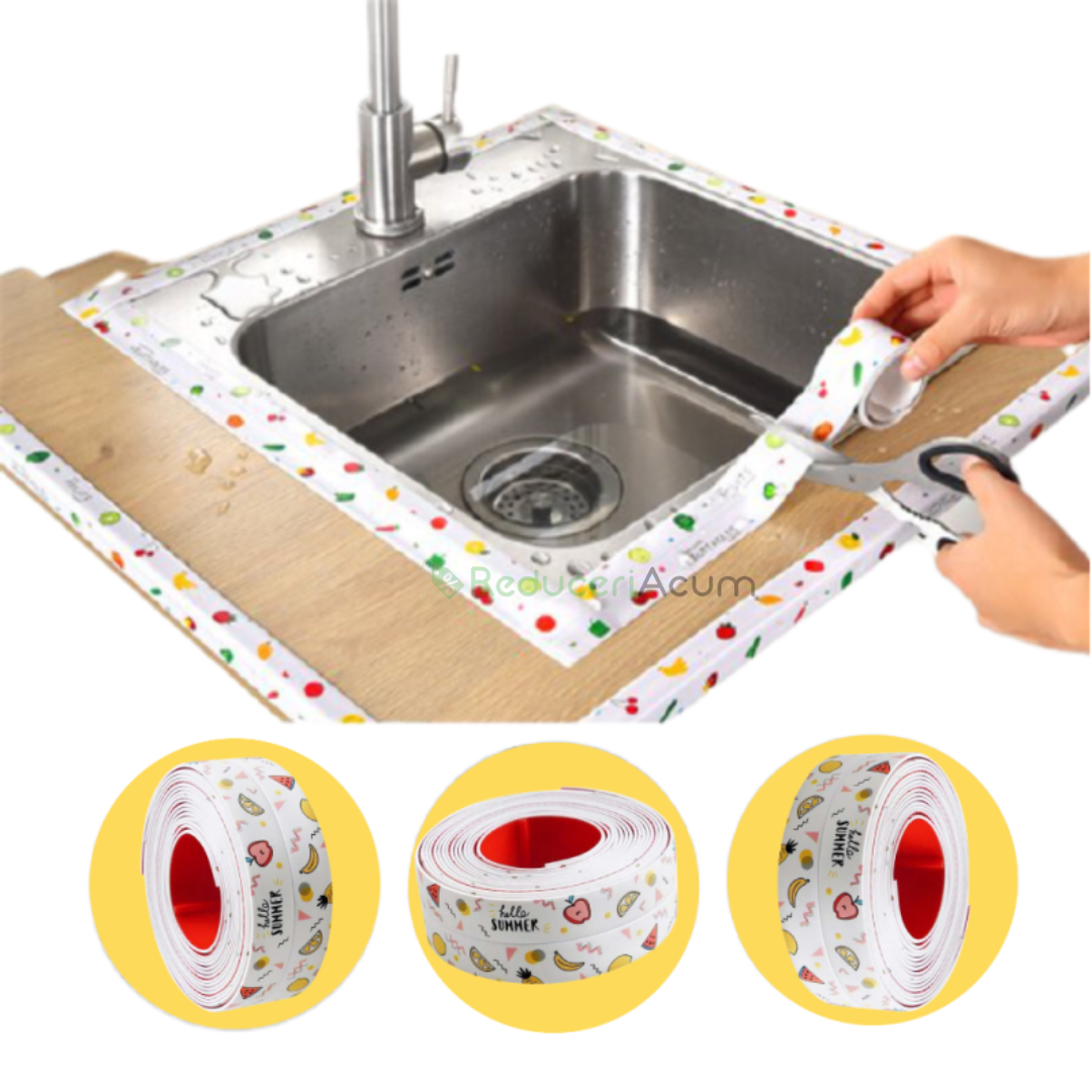 Set 2 x Benzi Adezive pentru Etansare si Izolare Chiuveta, Plita, Cada, cu desene