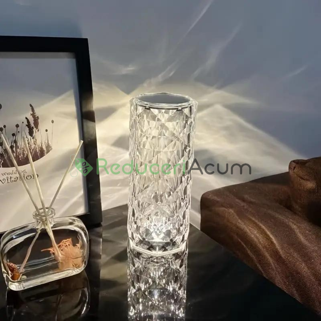 Lampa ambientala Cristal LED, Crystal Diamond RGB 16 culori, control Touch, acumulator 1500mah - 12 ore de utilizare, incarcare USB-C