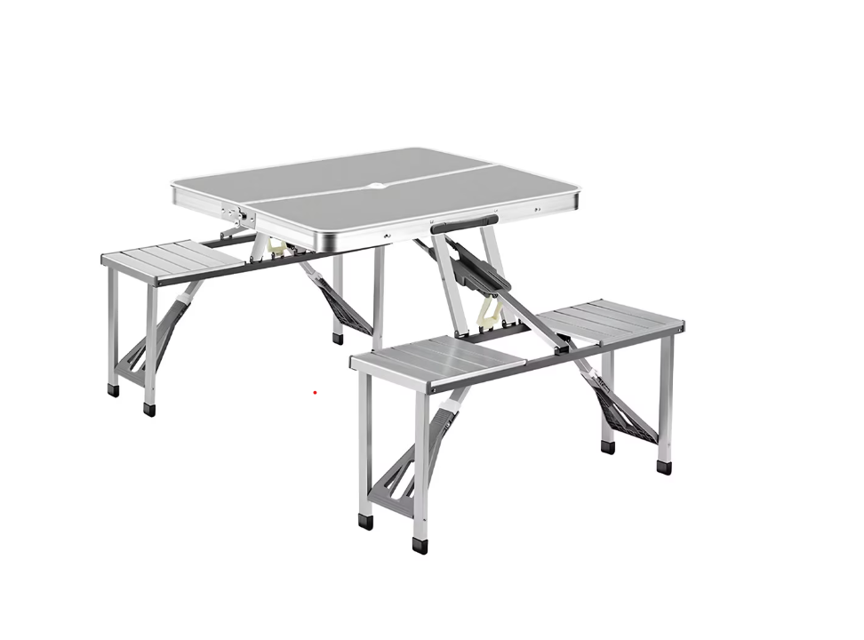 Set Masă Pliabilă din Aluminiu cu 4 Bănci – Ideal pentru Camping și Grădină