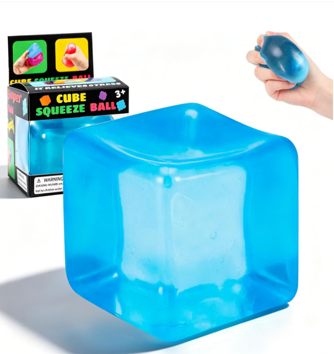 Jucărie Antistres Squishy Ice Cubes – Cuburi de Gheață cu Sclipici și Efect Relaxant