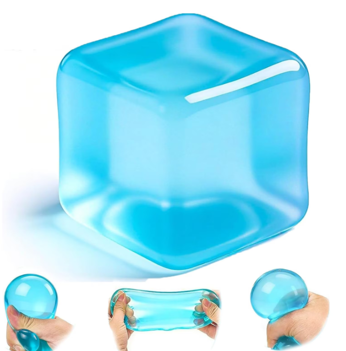 Jucărie Antistres Squishy Ice Cubes – Cuburi de Gheață cu Sclipici și Efect Relaxant