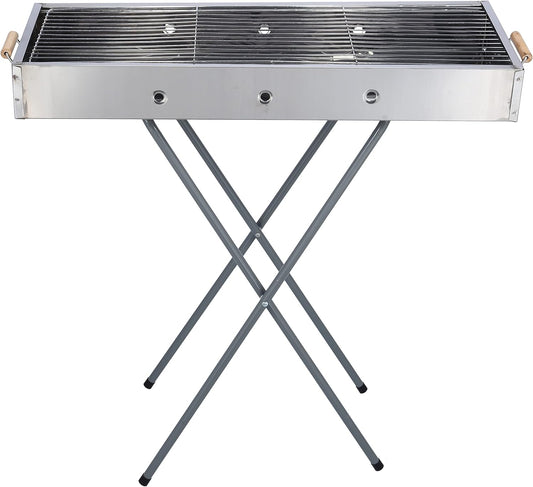 Grătar pliabil portabil cu mâner din lemn – 65x30x67 cm