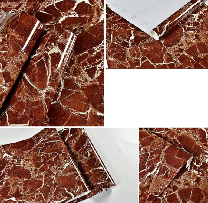 2 Bucati Folie Autoadeziva, Imitatie Marmura 60 x 300 cm, Maro