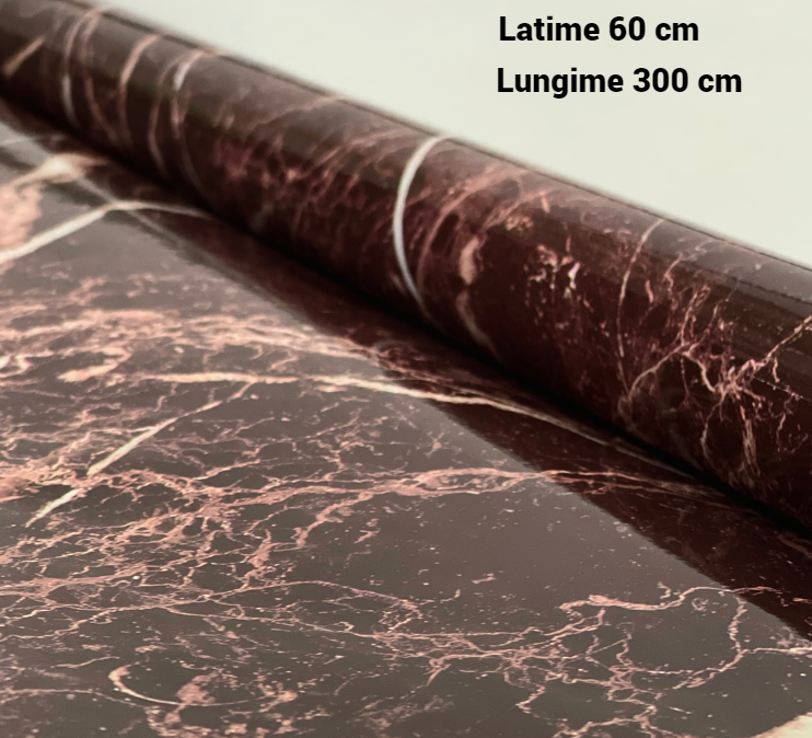 2 Bucati Folie Autoadeziva, Imitatie Marmura 60 x 300 cm, Maro