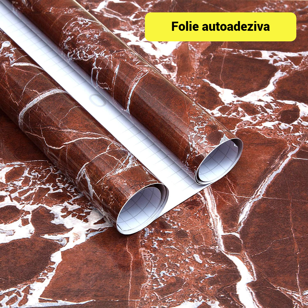 2 Bucati Folie Autoadeziva, Imitatie Marmura 60 x 300 cm, Maro