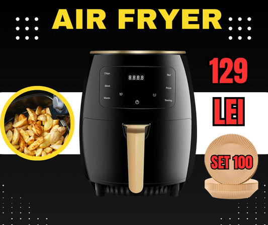 Friteuza fara Ulei cu aer cald, Functie de Coacere, 6L, LCD + CADOU 100 BUC HÂRTII
