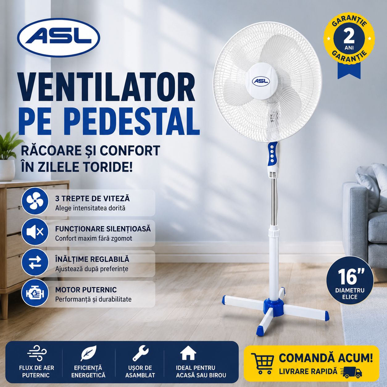 Ventilator pe Pedestal ASL 16"