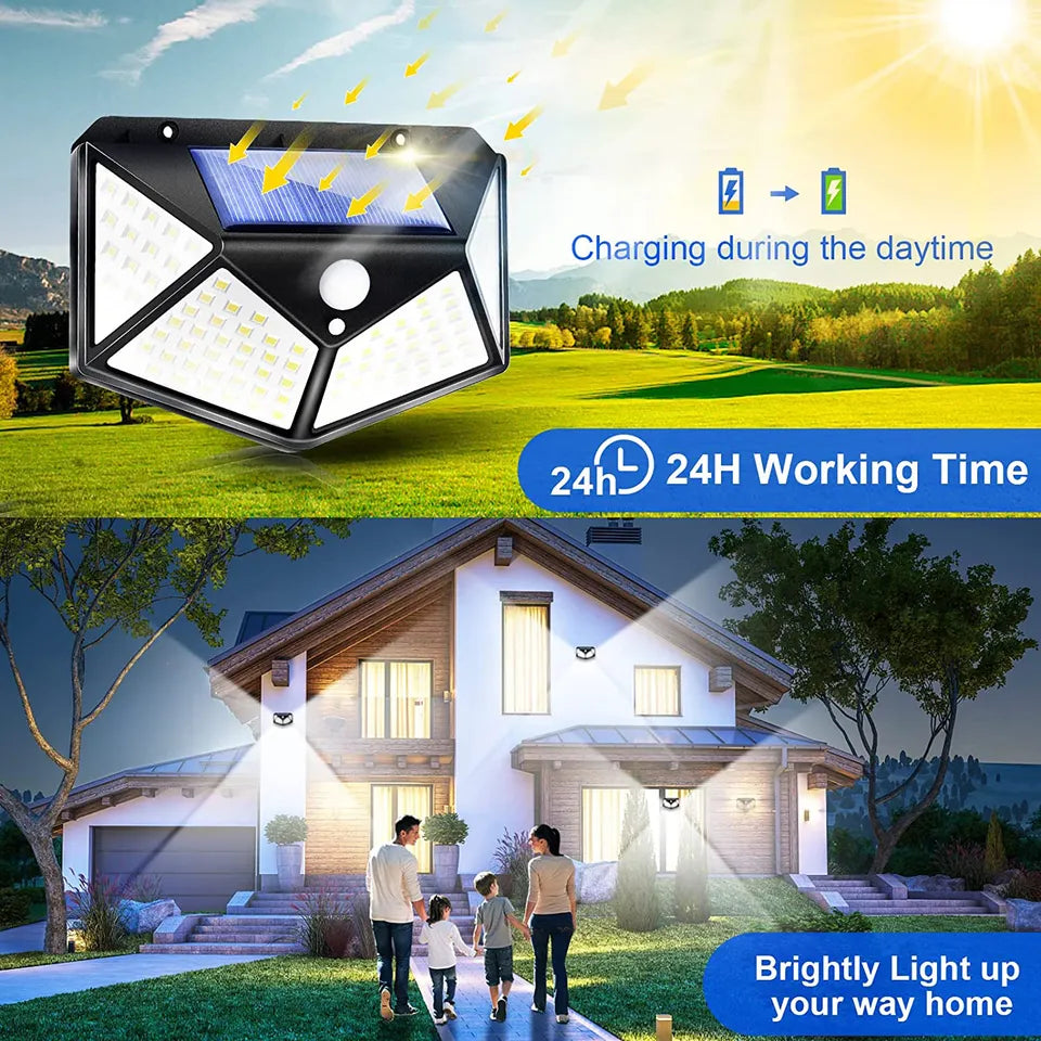 10 Bucăți Lampa Solara 100 Led cu Senzor de miscare SUPER OFERTA