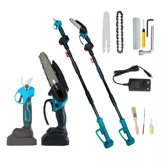 Set Foarfecă Grădină și Mini Drujbă cu Brat Telescopic 48V – Eficiență Maximă la Îndemâna Ta!