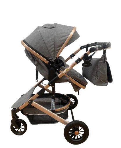 Carucior 3 in 1 transformabil, cadrul aluminiu cu suspensii 0-36 luni , culoare GRI