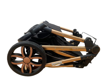 Carucior model 3 in 1 , cu inchidere super compacta si accesorii, culoare Turcoaz