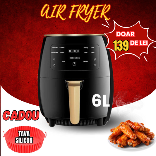 Air Fryer Digital 6L + Tavă Silicon CADOU – Reducere 65%!