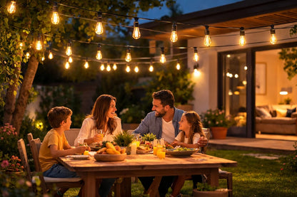 Ghirlandă Luminoasă Exterior 15 Metri – 30 Becuri LED Filament 1W, E27, IP65